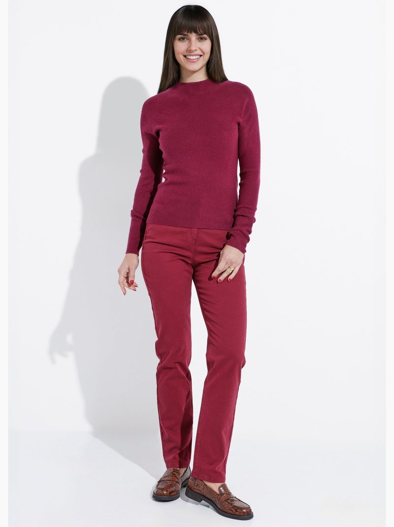 Pull col roulotté forme ajustée - afibel Bordeaux - Kiabi