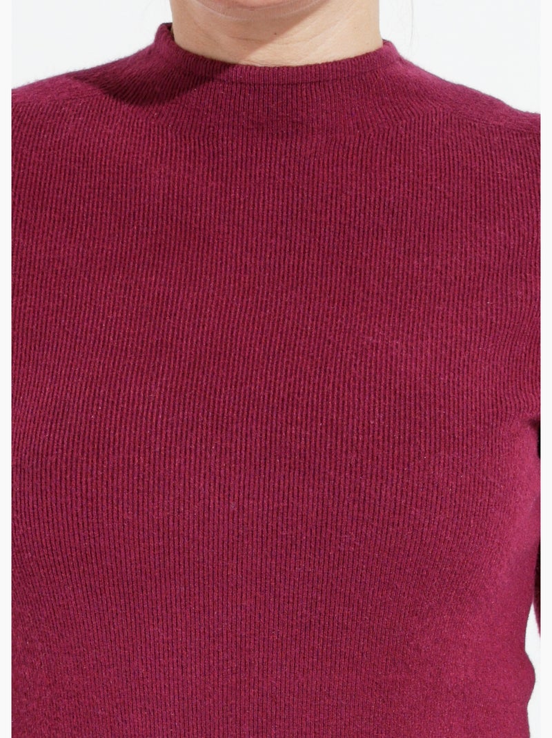 Pull col roulotté forme ajustée - afibel Bordeaux - Kiabi