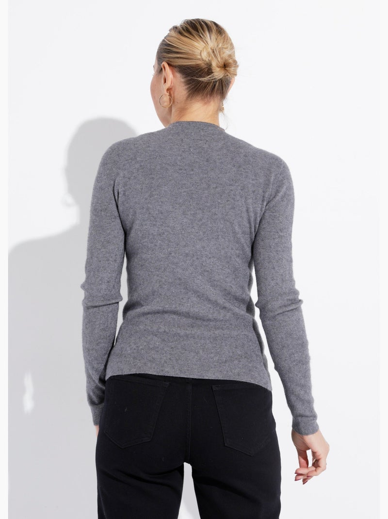 Pull col roulotté forme ajustée - afibel Gris - Kiabi