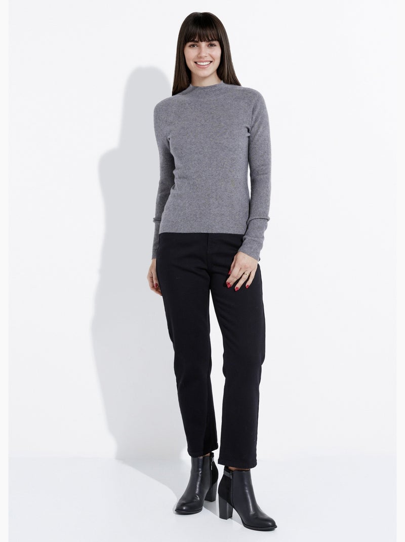 Pull col roulotté forme ajustée - afibel Gris - Kiabi