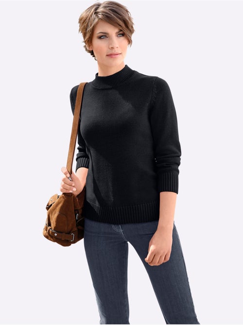 Pull col tortue uni avec manches longues et finitions côtelées - Taille standard - Witt - Kiabi