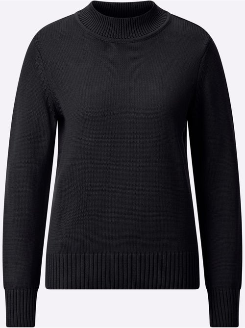 Pull col tortue uni avec manches longues et finitions côtelées - Taille standard - Witt - Kiabi
