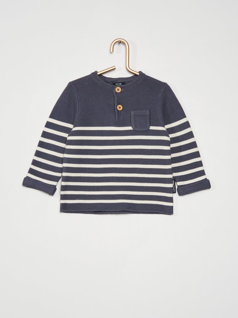 Pull col tunisien Gris - Kiabi