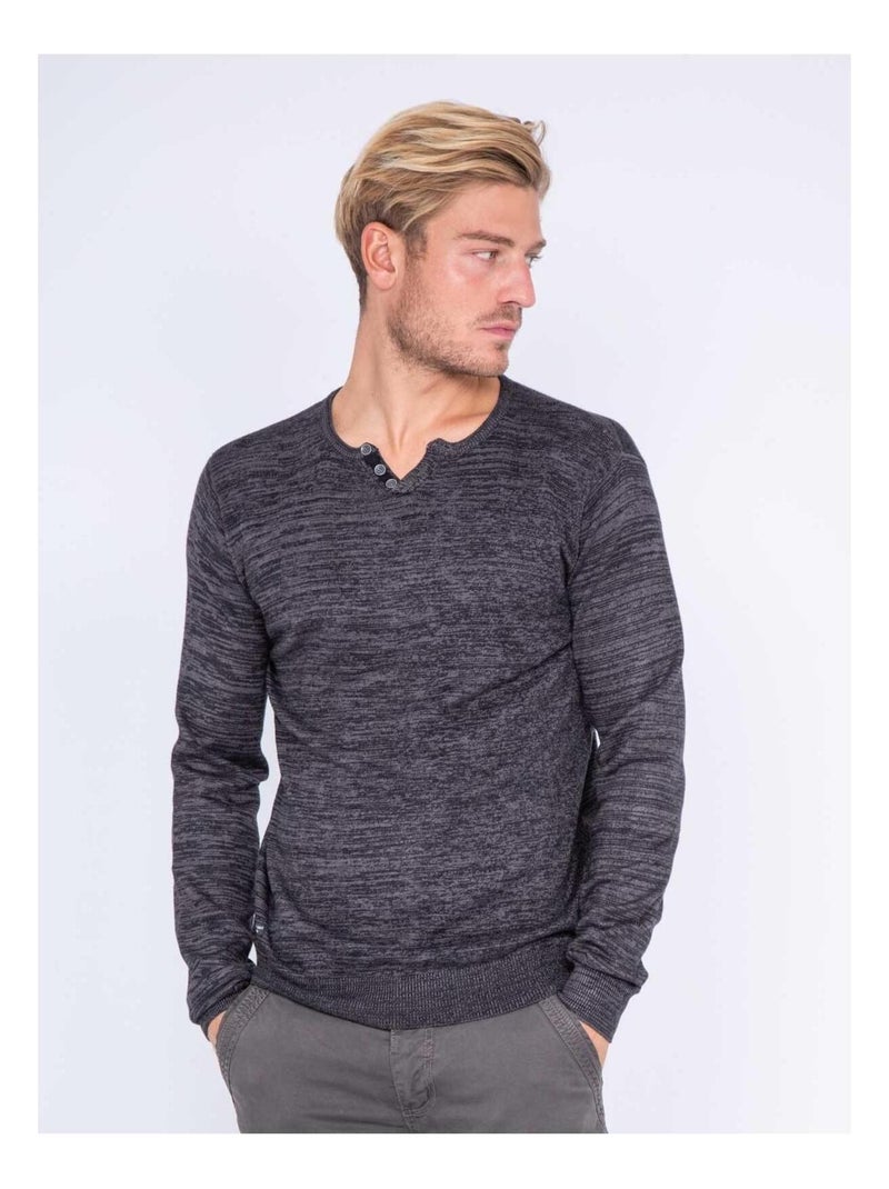 Pull col tunisien LEGUEN Noir - Kiabi