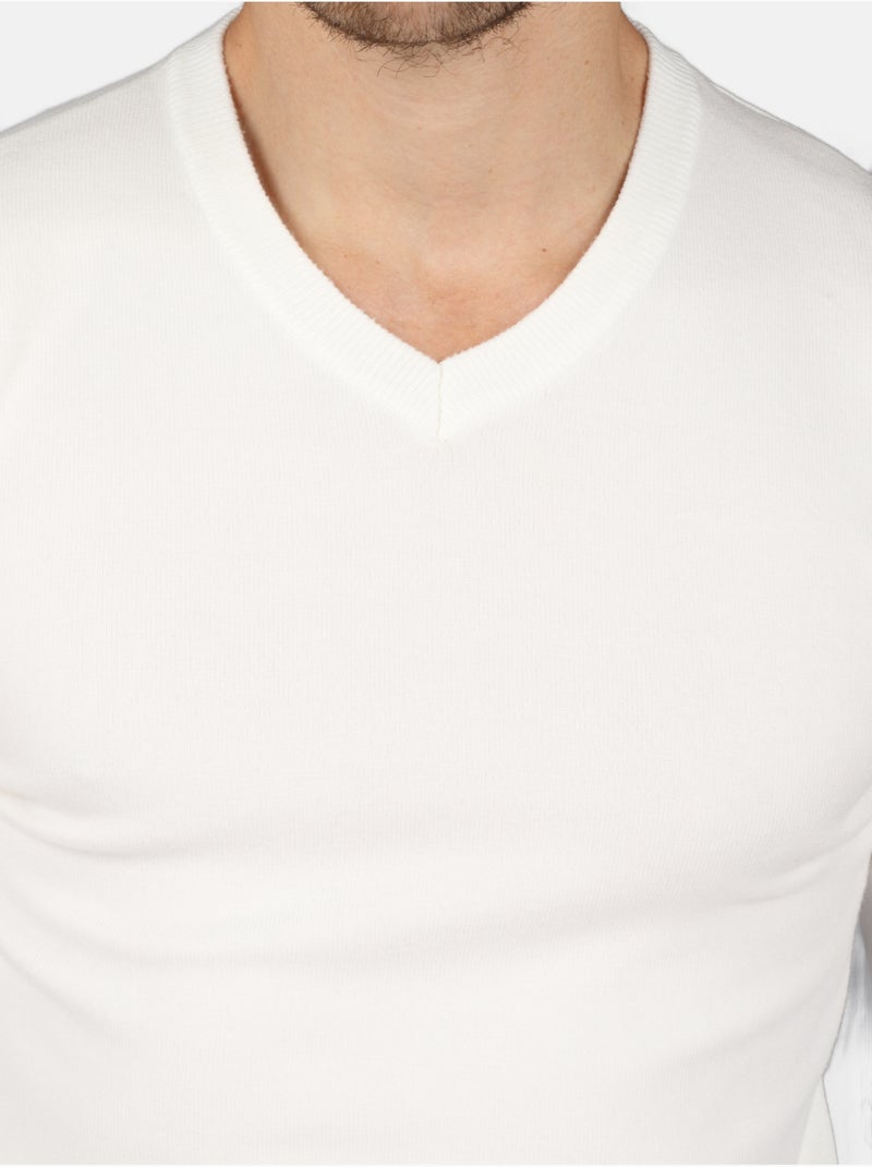 Pull col v - Kenzarro Blanc - Kiabi