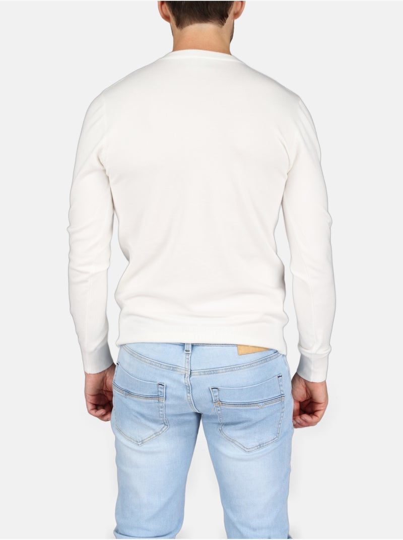 Pull col v - Kenzarro Blanc - Kiabi