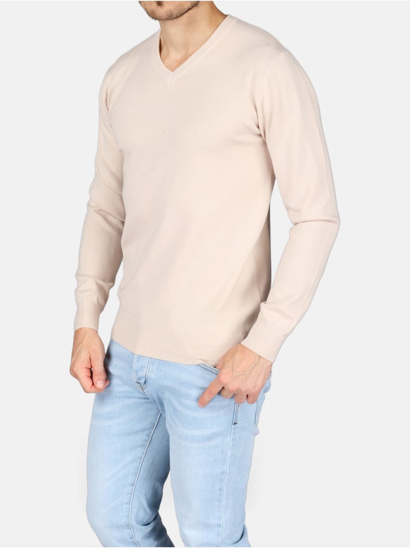 Pull col v - Kenzarro Crème - Kiabi