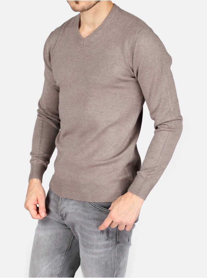 Pull col v - Kenzarro Gris Beige - Kiabi