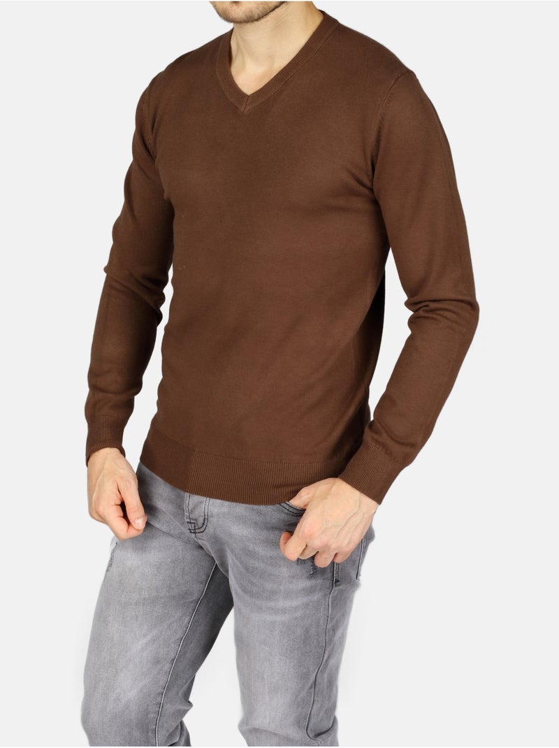 Pull col v - Kenzarro Marron - Kiabi