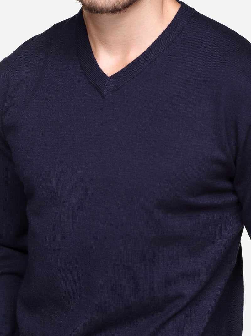Pull col v - Yves Enzo Bleu foncé - Kiabi