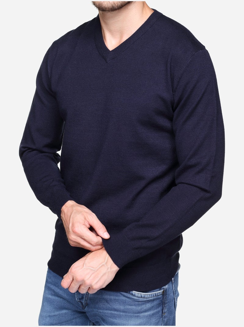 Pull col v - Yves Enzo Bleu foncé - Kiabi