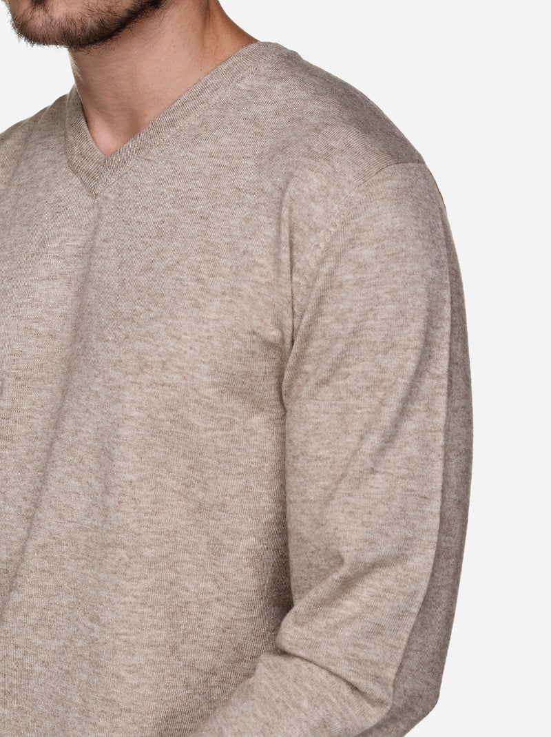 Pull col v - Yves Enzo Crème - Kiabi
