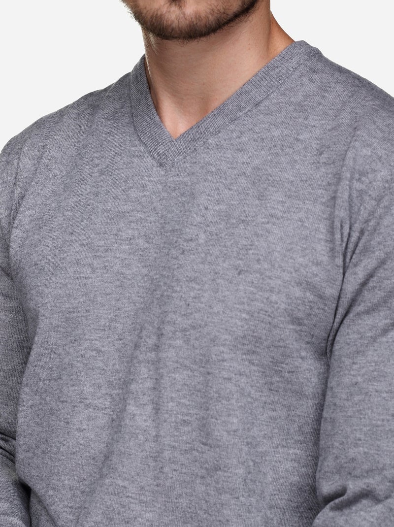 Pull col v - Yves Enzo Gris - Kiabi