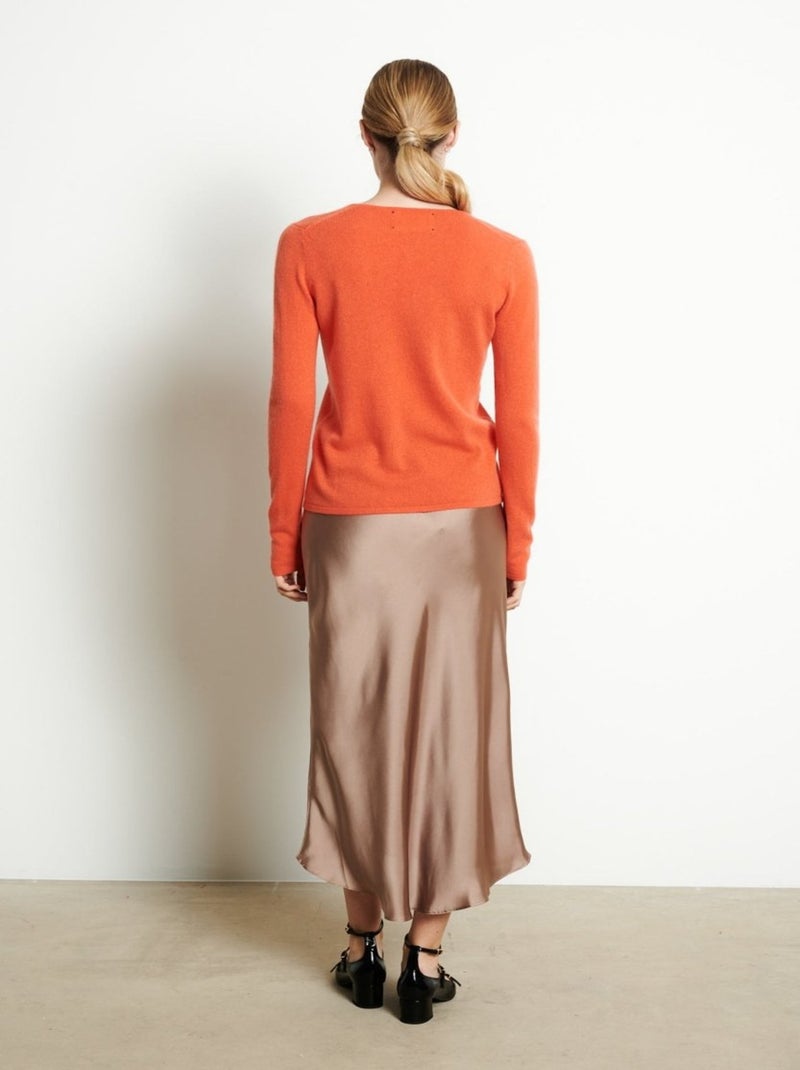 Pull col V 100% cachemire LILLY 2B Orange mandarine - Kiabi