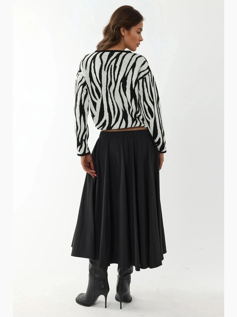 Pull col v à imprimé zèbre hiccup Blanc Noir - Kiabi