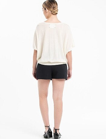 Pull col V à manches chauve souris femme 100% cachemire & laine ultrafin - KELLY 6