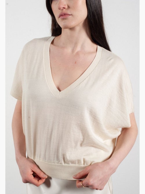 Pull col V à manches chauve souris femme 100% cachemire & laine ultrafin - KELLY 6 - Kiabi