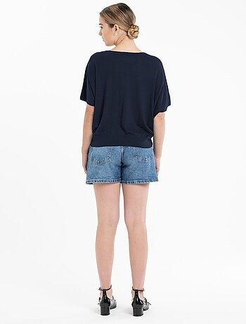 Pull col V à manches chauve souris femme 100% cachemire & laine ultrafin - KELLY 6