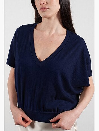 Pull col V à manches chauve souris femme 100% cachemire & laine ultrafin - KELLY 6