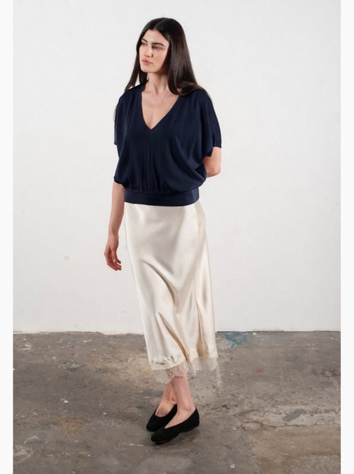 Pull col V à manches chauve souris femme 100% cachemire & laine ultrafin - KELLY 6 - Kiabi