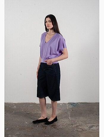 Pull col V à manches chauve souris femme 100% cachemire & laine ultrafin - KELLY 6