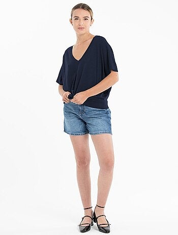 Pull col V à manches chauve souris femme en cachemire & laine ultrafin - KELLY 6