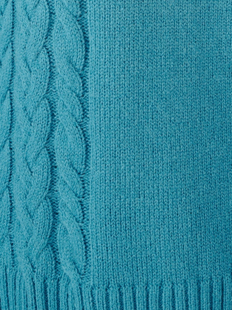 Pull col V à torsades - Damart Bleu canard - Kiabi