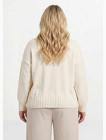 Pull col V applications fleurs - AFIBEL