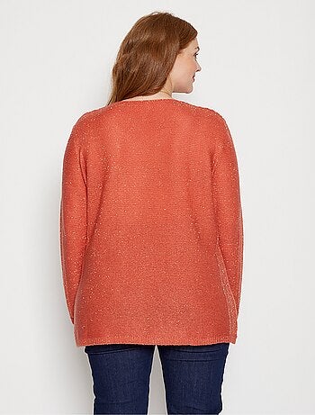 Pull col V arrondi détails ajourés