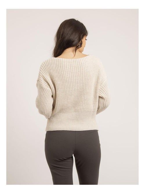 Pull col V avec noeud KIRVINA - Kiabi