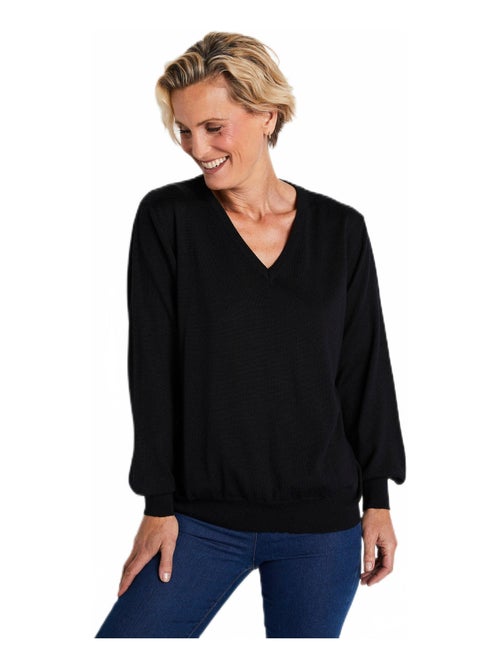 Pull col V chaud avec laine mérinos - Kiabi