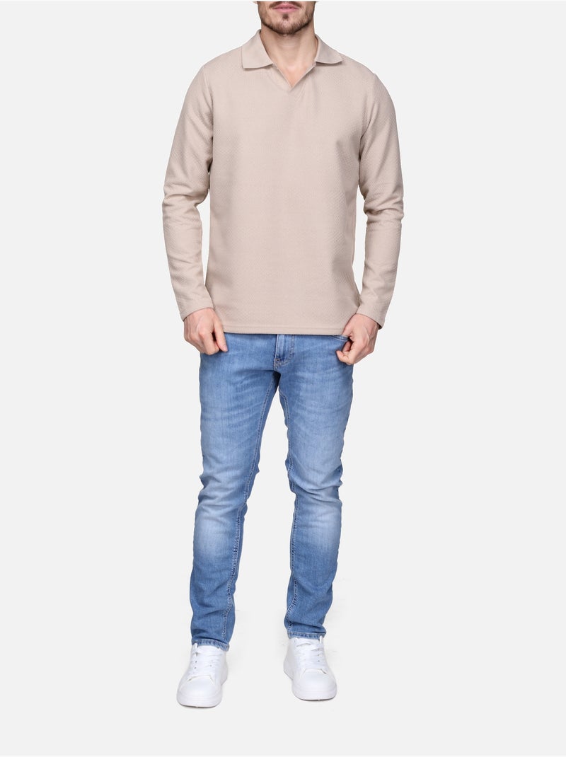 Pull col v Crème - Kiabi