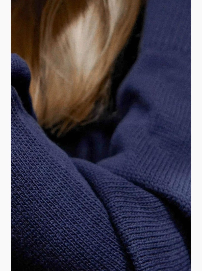 Pull col v en maille épaisse hiccup Bleu foncé - Kiabi