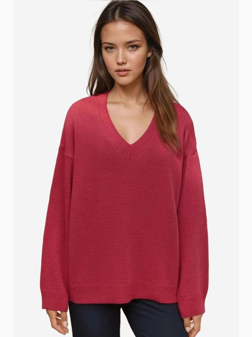 Pull col v en maille épaisse hiccup - Kiabi
