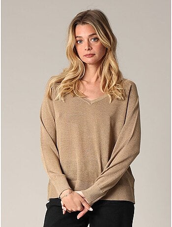 Pull col v en maille fine 'deeluxe'