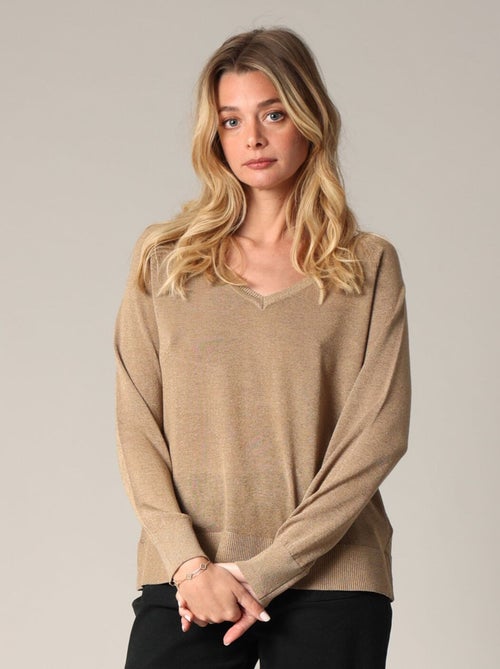Pull col V en maille fine
 'Deeluxe' - Kiabi