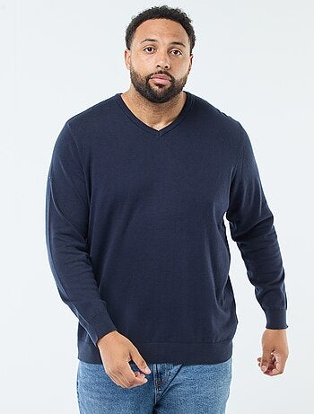 Pull col V en maille fine jauge