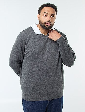 Pull col V en maille fine jauge