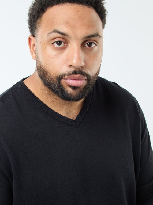 Pull col V en maille fine jauge - Kiabi