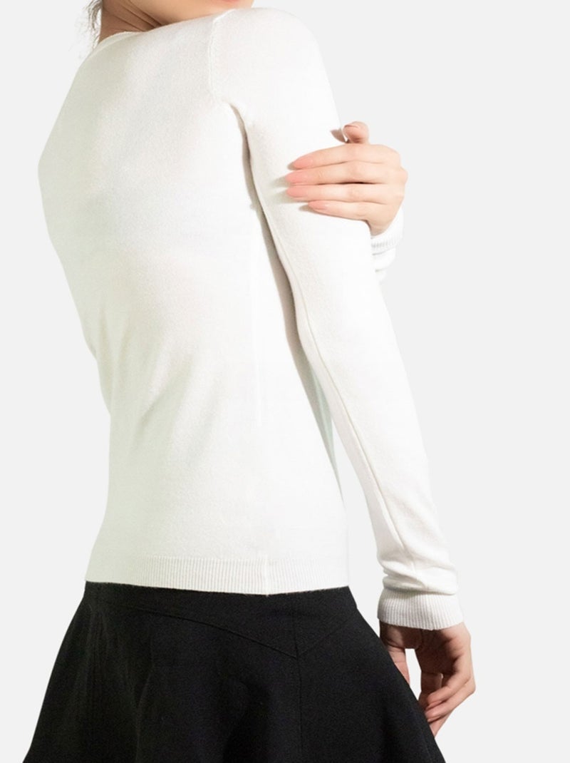 Pull col V en maille Kebello Blanc - Kiabi