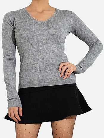 Pull col V en maille Kebello