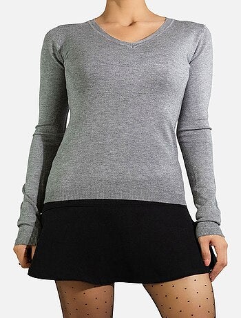 Pull col V en maille Kebello