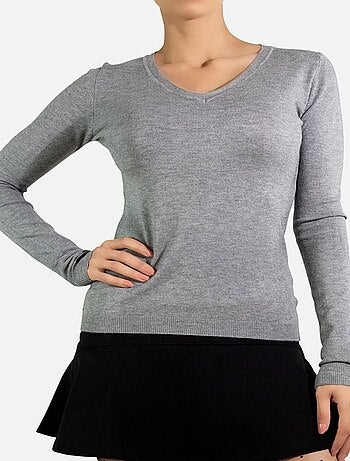 Pull col V en maille Kebello