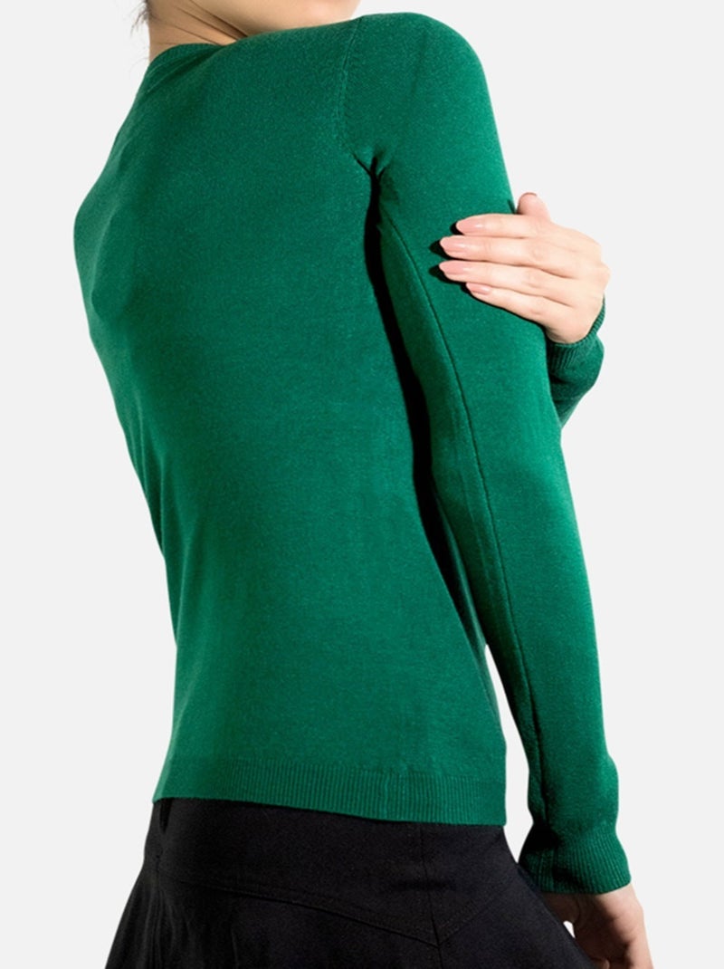 Pull col V en maille Kebello Vert - Kiabi