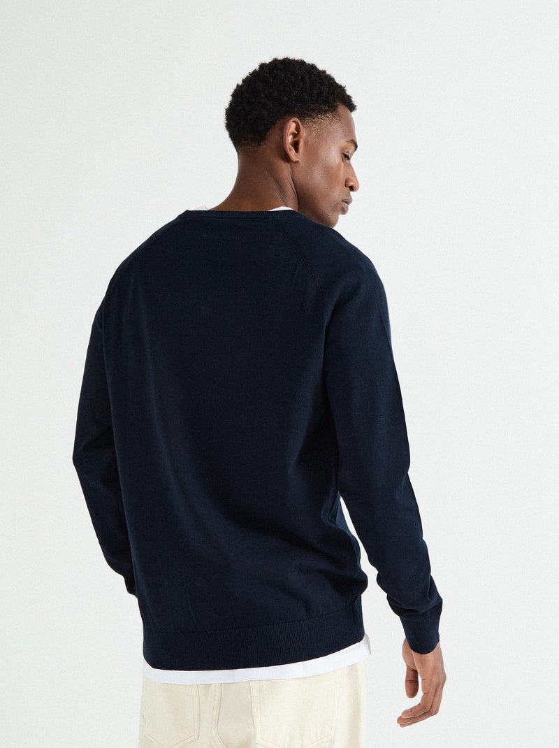 Pull col V en maille pour homme MO Fashion Bleu - Kiabi