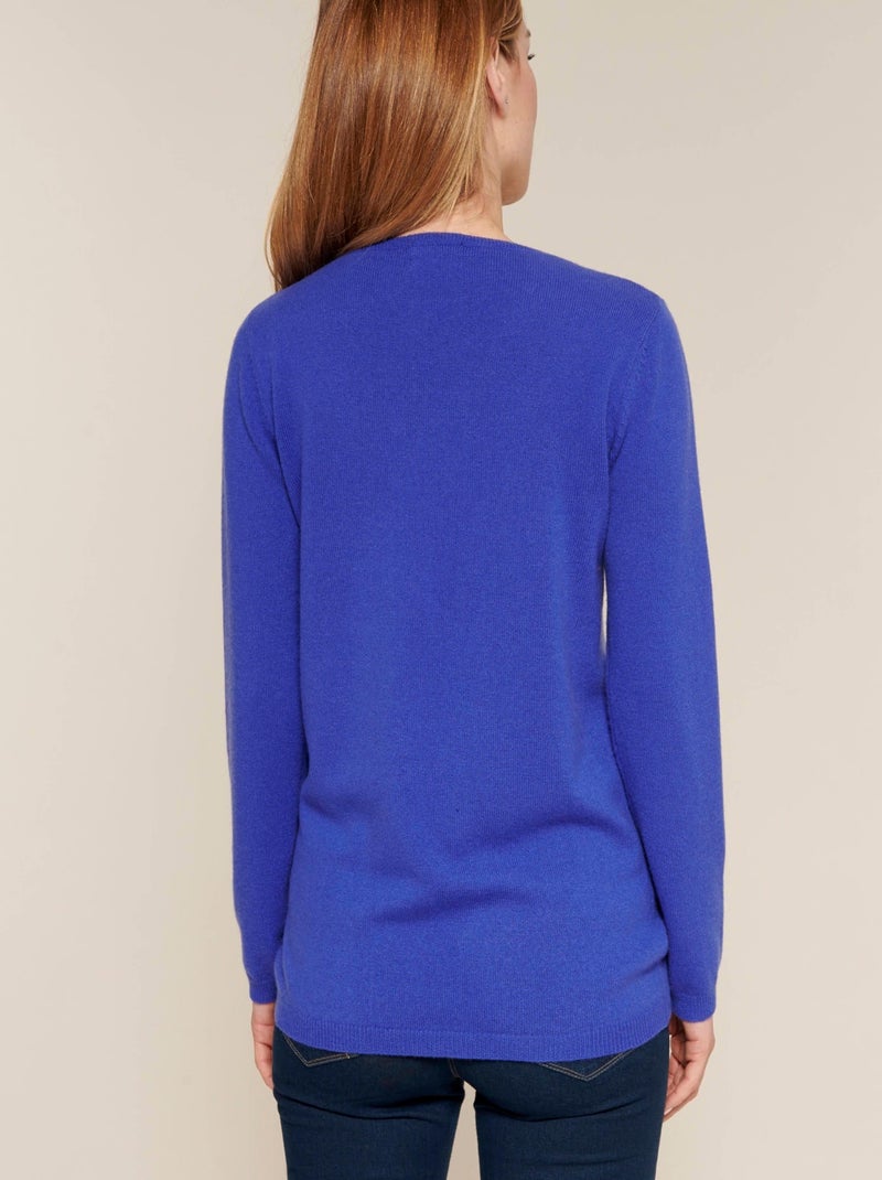 Pull col V en pur cachemire - Damart Bleu - Kiabi
