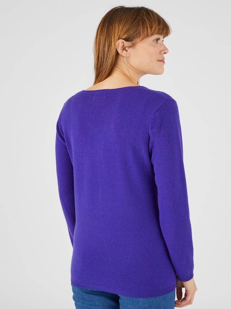 Pull col V en pur cachemire - Damart Violet - Kiabi