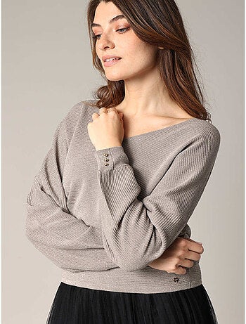 Pull col v féminin, coupe chemisier 'deeluxe'