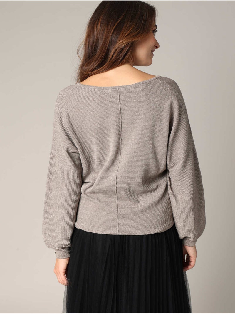 Pull col v féminin, coupe chemisier 'deeluxe' Doré/or - Kiabi