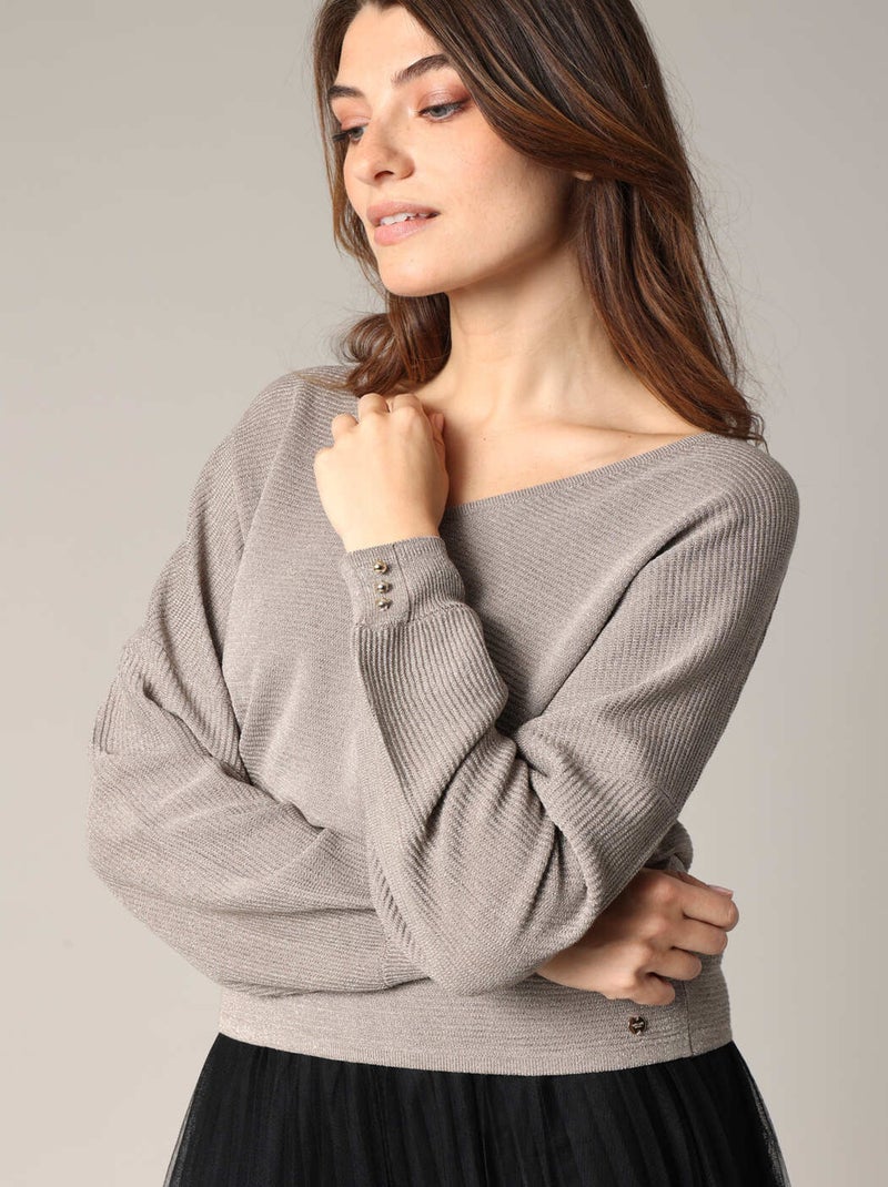 Pull col V féminin, coupe chemisier 'Deeluxe' Gold - Kiabi